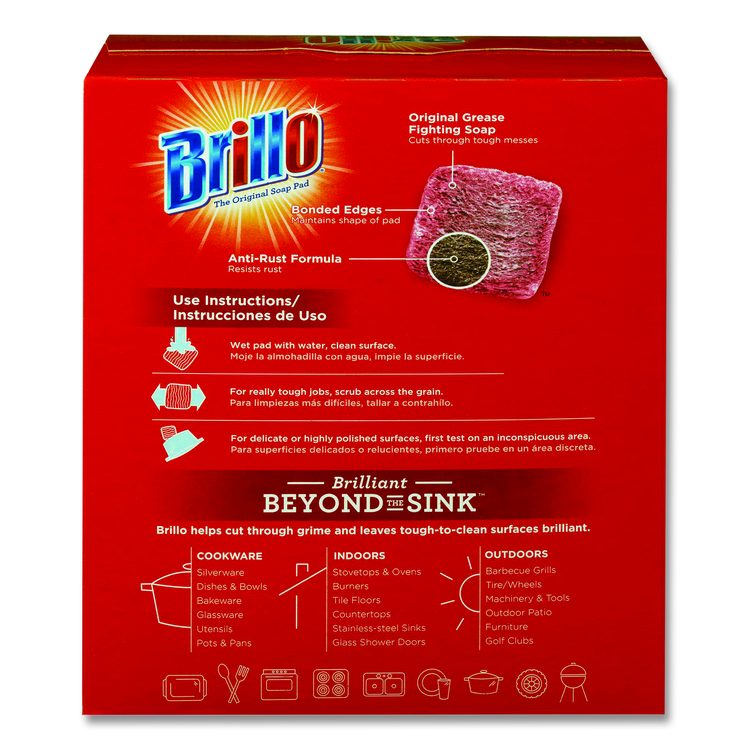 Steel Wool Soap Pads, 2.5 x 3, Gray/Pink, 18 Pads/Box, 12 Boxes/Carton