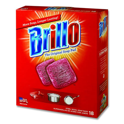 Steel Wool Soap Pads, 2.5 x 3, Gray/Pink, 18 Pads/Box, 12 Boxes/Carton