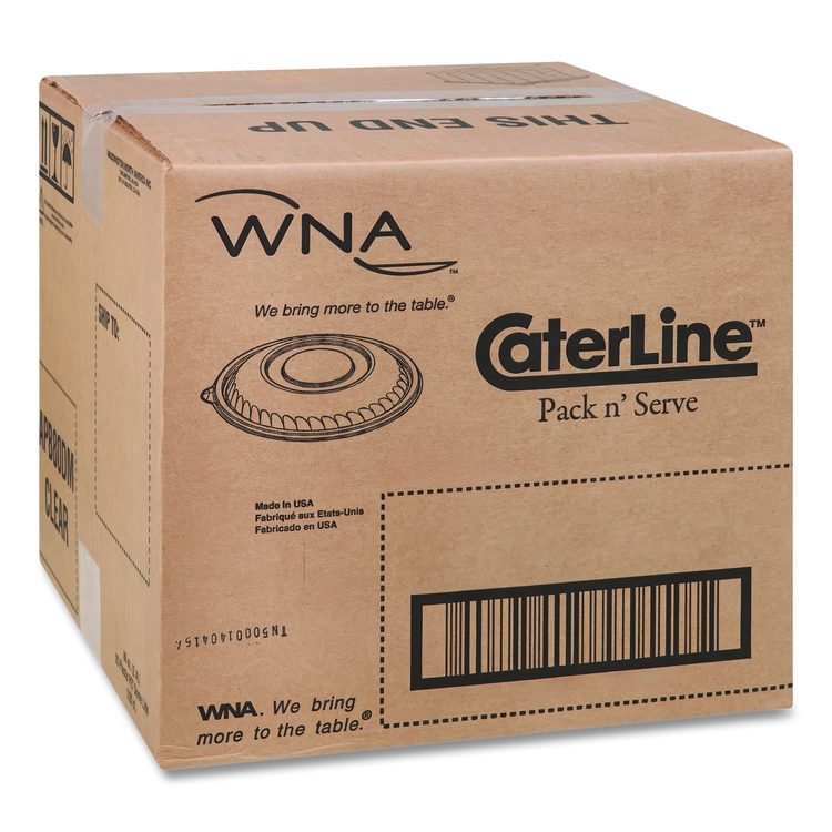 Caterline Pack n' Serve Plastic Lids, Dome Lid, 12" Diameter x 1.5" h, Clear, 25/Carton