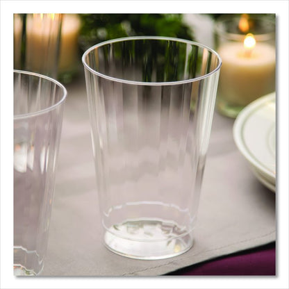 Classic Crystal Plastic Tumblers, 12 oz, Clear, Fluted, Tall, 20/Pack, 12 Packs/Carton