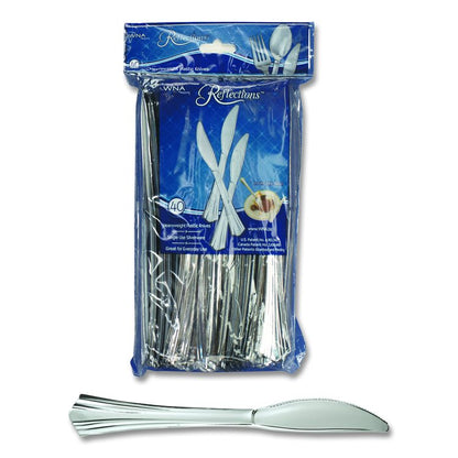 Reflections Heavyweight Plastic Utensils, Knife, Silver, 40/Pack, 8 Packs/Carton