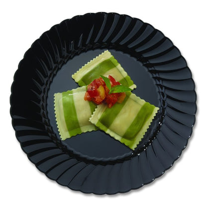 Classicware Plastic Plates, 6" dia, Black, 10/Pack, 18 Packs/Carton