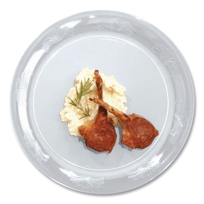 Designerware Plastic Plates, 9" dia, Clear, 10/Pack, 18 Packs/Carton