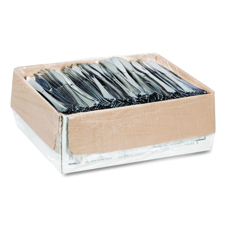 Heavyweight Plastic Knives, Reflections Design, Silver, 600/Carton