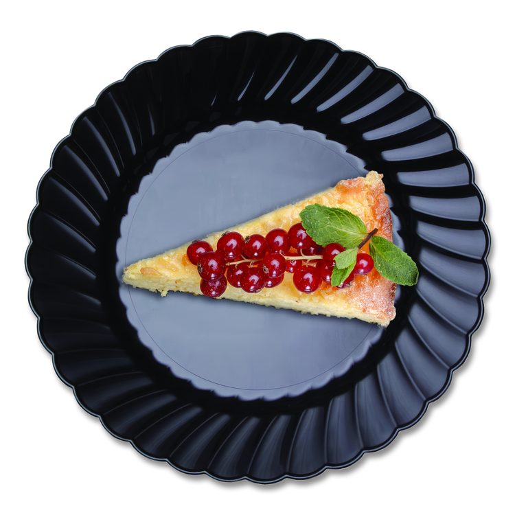 Classicware Plastic Plates, 6" dia, Black, 10/Pack, 18 Packs/Carton