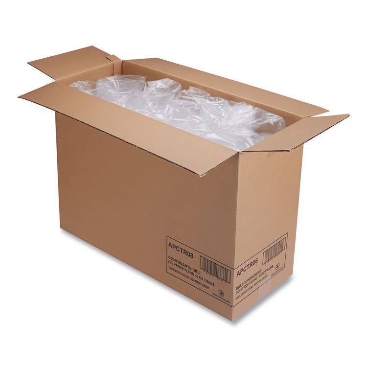 Deli Containers, 8 oz, Clear, Plastic, 50/Pack, 10 Pack/Carton