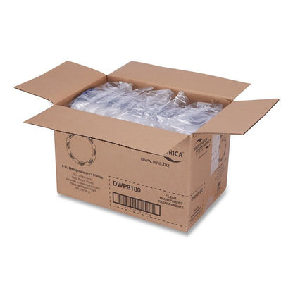 Designerware Plastic Plates, 9" dia, Clear, 10/Pack, 18 Packs/Carton