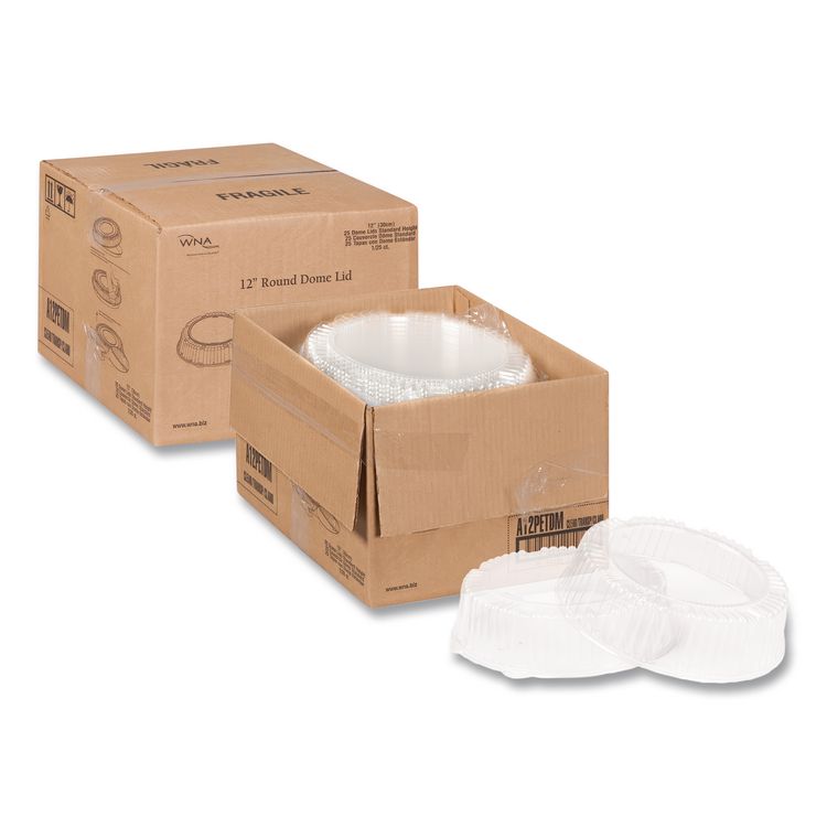 Caterline Dome Lids, 12" Diameter x 2.75" h, Clear, Plastic, 25/Carton