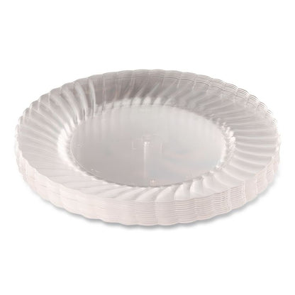 Classicware Plastic Dinnerware Plates, 10.25" dia, Clear, 12/Pack