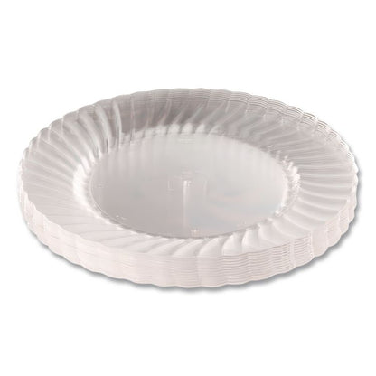 Classicware Plates, Plastic, 10.25" dia, Clear, 12/Bag, 12 Bags/Carton
