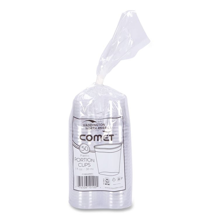 Comet Plastic Portion/Shot Glass, 1 oz, Clear, 50/Pack, 50 Packs/Carton