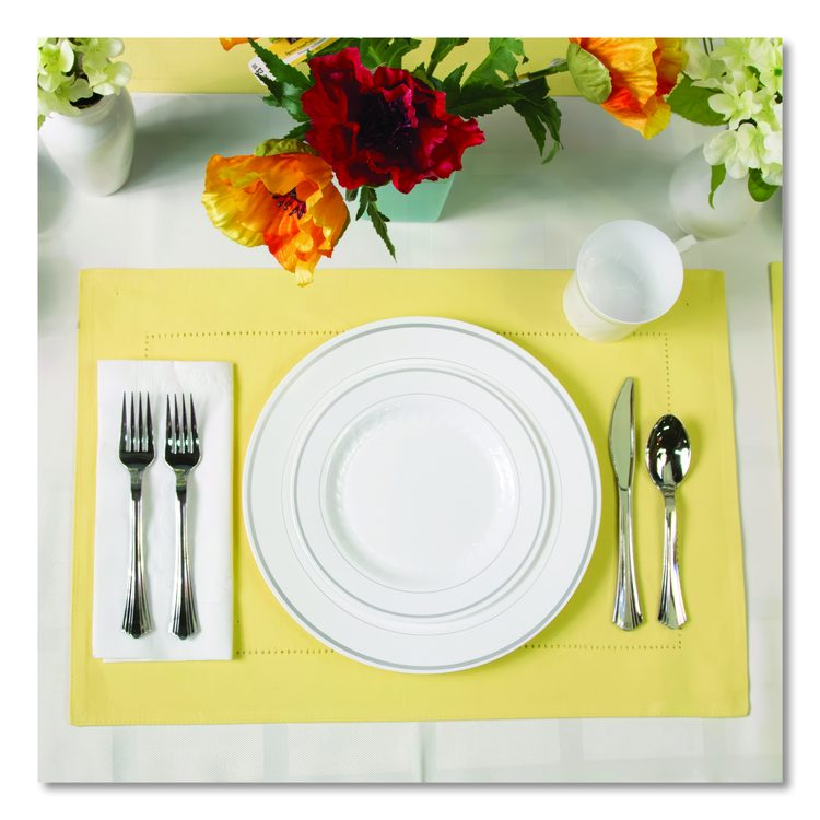 Heavyweight Plastic Forks, Reflections Design, Silver, 600/Carton