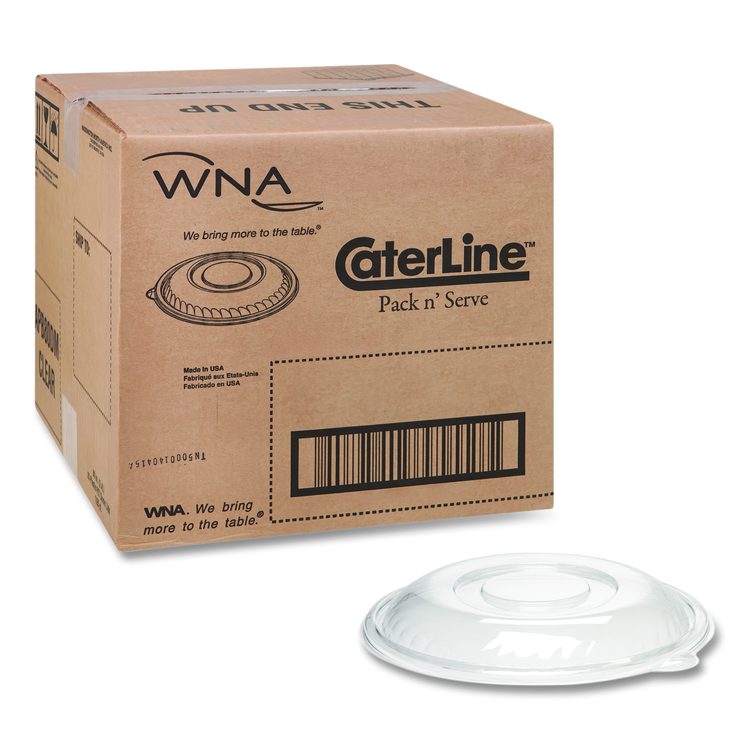 Caterline Pack n' Serve Plastic Lids, Dome Lid, 12" Diameter x 1.5" h, Clear, 25/Carton