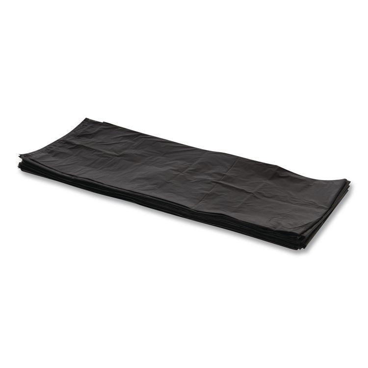 Reprocessed Resin Can Liners, 60 gal, 1.5 mil, 38" x 58", Black, Flat Pack, 100/Carton