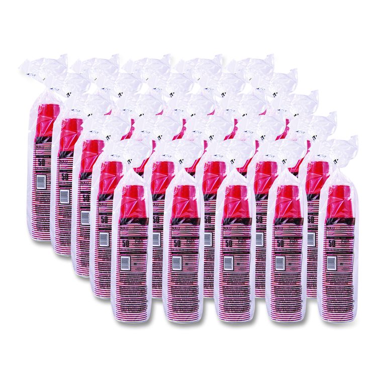 SOLO Party Plastic Cold Drink Cups, 16 oz, Red, 24/Pack, 25 Packs/Carton
