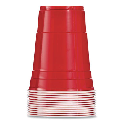 SOLO Party Plastic Cold Drink Cups, 16 oz, Red, 24/Pack, 25 Packs/Carton