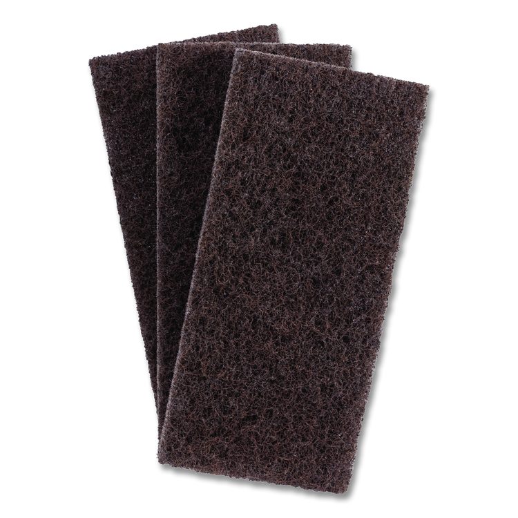 Heavy-Duty Utility Pad, 4.62 x 10, Brown, 10/Carton