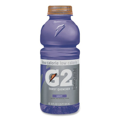 G2 Perform 02 Low-Calorie Thirst Quencher, Grape, 20 oz Bottle, 24/Carton