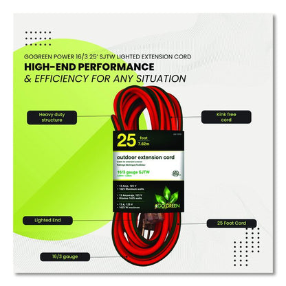16 AWG Outdoor Extension Cord, 25 ft, 13 A, Orange