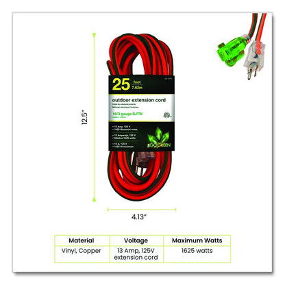 16 AWG Outdoor Extension Cord, 25 ft, 13 A, Orange