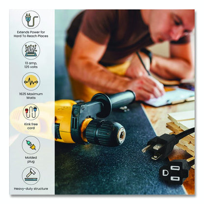 16 AWG Outdoor Extension Cord, 25 ft, 13 A, Black