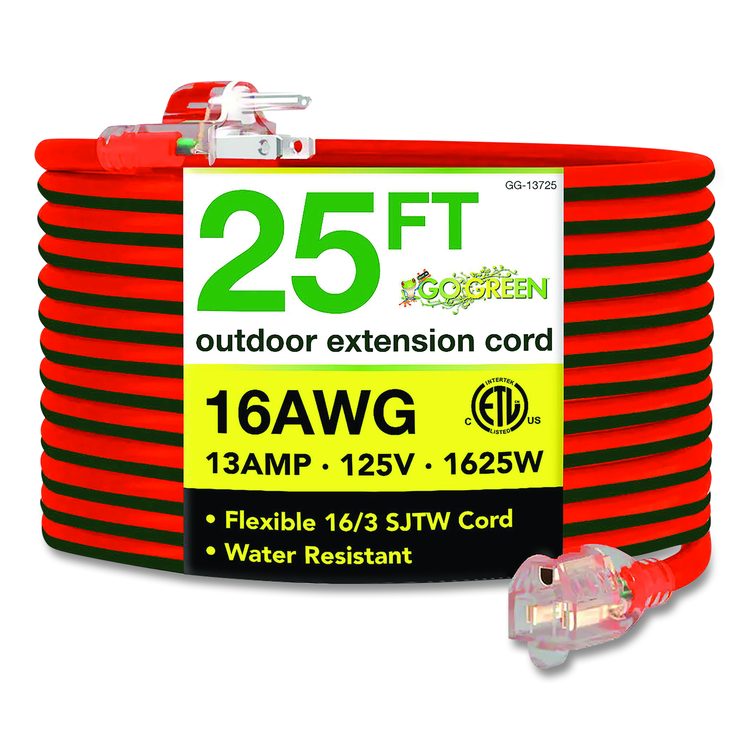 16 AWG Outdoor Extension Cord, 25 ft, 13 A, Orange