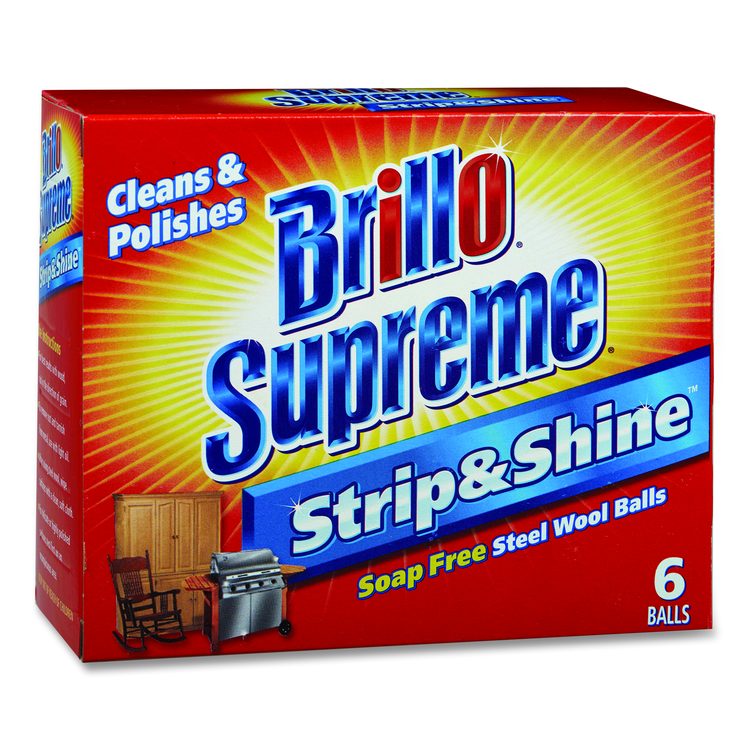 Strip and Shine Steel Wool Balls, 2.5 x 2, Gray, 6 Balls/Box, 24 Boxes/Carton
