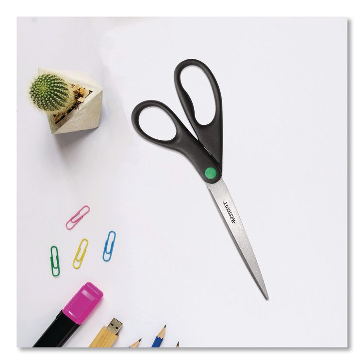 KleenEarth Scissors, 9" Long, 3.75" Cut Length, Straight Black Handle