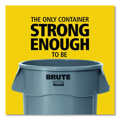 Vented Round Brute Container, 10 gal, Plastic, Red, 6/Carton