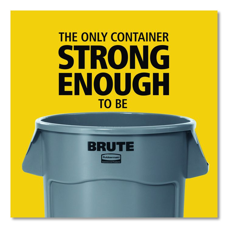 Vented Round Brute Container, 32 gal, Plastic, Yellow