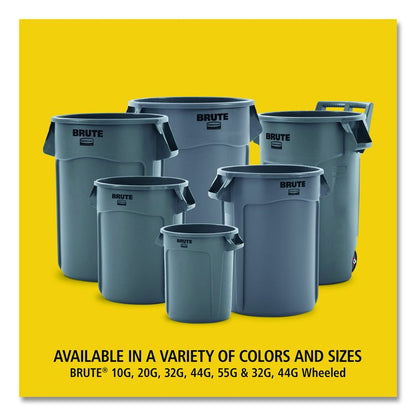 Vented Round Brute Container, 44 gal, Plastic, Black