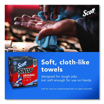 Shop Towels Original, 1-Ply, 9 x 12, Unscented, Blue, 200/Box