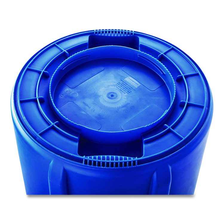 Vented Round Brute Container, 44 gal, Plastic, Blue