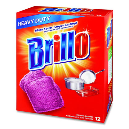 Steel Wool Soap Pads, 3 x 3, Gray/Pink, 12 Pads/Box, 12 Boxes/Carton