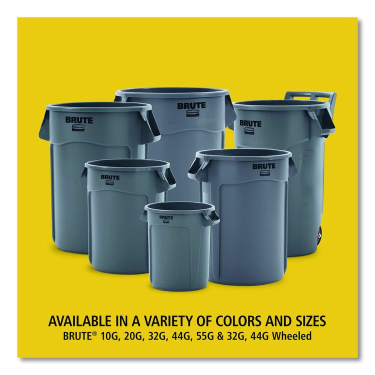 Brute Round Container, 44 gal, Plastic, Orange