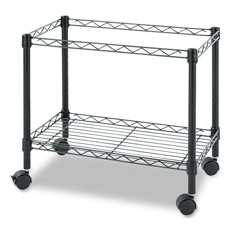 One-Tier File Cart for Side-to-Side Filing, Metal, 1 Shelf, 1 Bin, 24" x 14" x 21", Black