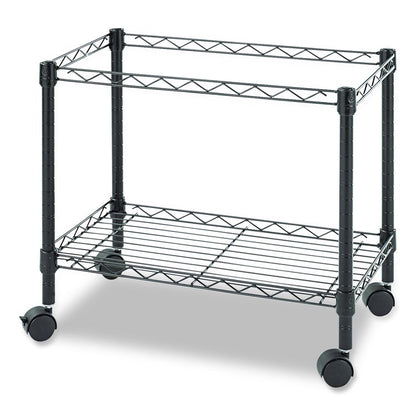One-Tier File Cart for Side-to-Side Filing, Metal, 1 Shelf, 1 Bin, 24" x 14" x 21", Black