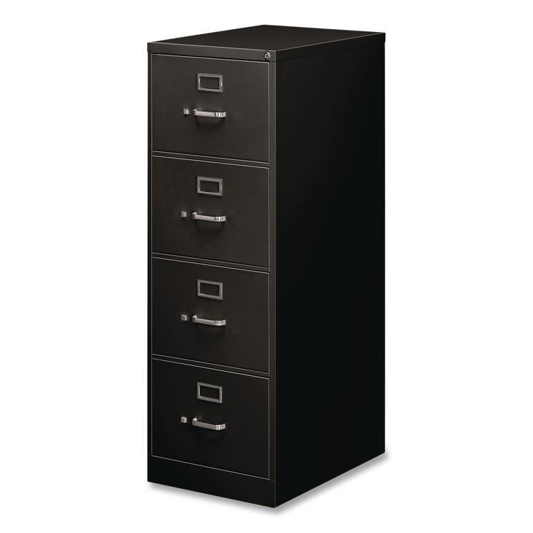 Economy Vertical File, 4 Legal-Size File Drawers, Black, 18" x 25" x 52"
