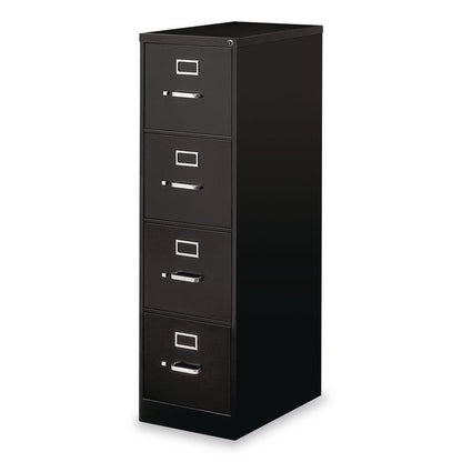 Economy Vertical File, 4 Letter-Size File Drawers, Black, 15" x 25" x 52"
