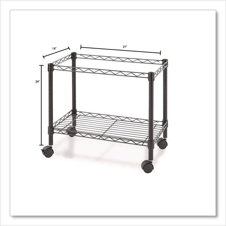 One-Tier File Cart for Side-to-Side Filing, Metal, 1 Shelf, 1 Bin, 24" x 14" x 21", Black