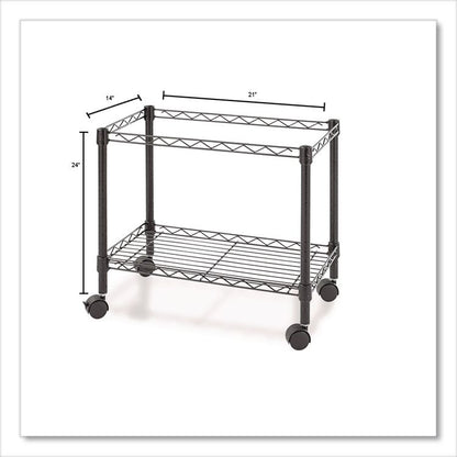 One-Tier File Cart for Side-to-Side Filing, Metal, 1 Shelf, 1 Bin, 24" x 14" x 21", Black