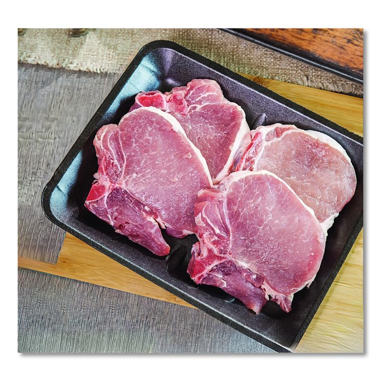 Supermarket Tray, #2, 8.4 x 5.9 x 0.7, Black, Foam, 500/Carton