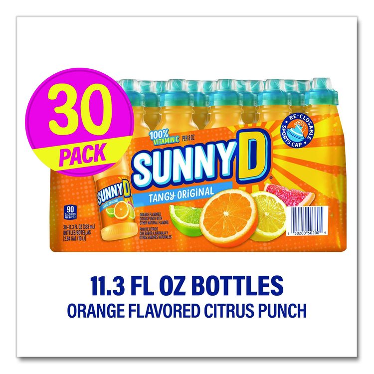 Tangy Original Sport Bottle, Orange, 11.3 oz Bottle, 30/Carton