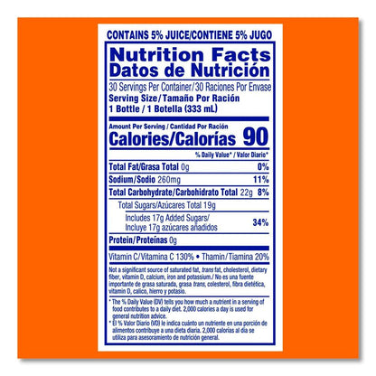 Tangy Original Sport Bottle, Orange, 11.3 oz Bottle, 30/Carton