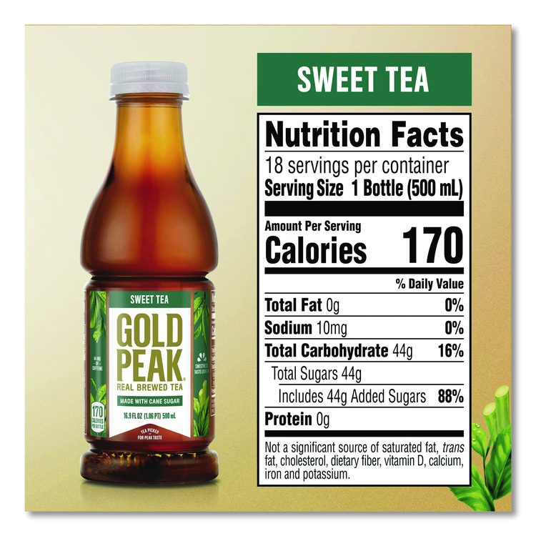 Sweet Black Tea Bottles, 16.9 oz Bottle, 18/Carton