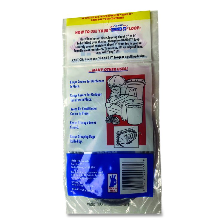 Trash Can Loops, for 32 gal to 55 gal Cans, 0.25" x 25", Gray, 36/Carton