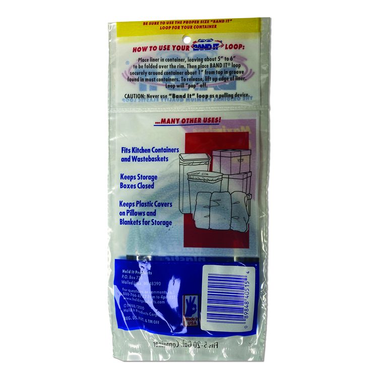 Trash Can Loops, for 5 gal to 20 gal Can, 0.25" x 16", Black, 36/Carton