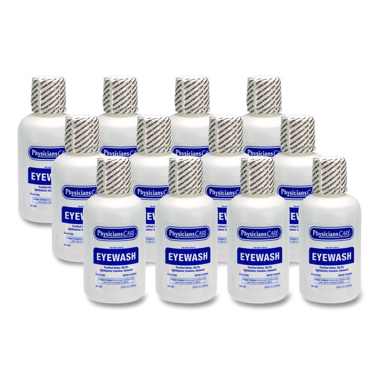 Eye Wash, 16 oz Bottle, 12/Carton