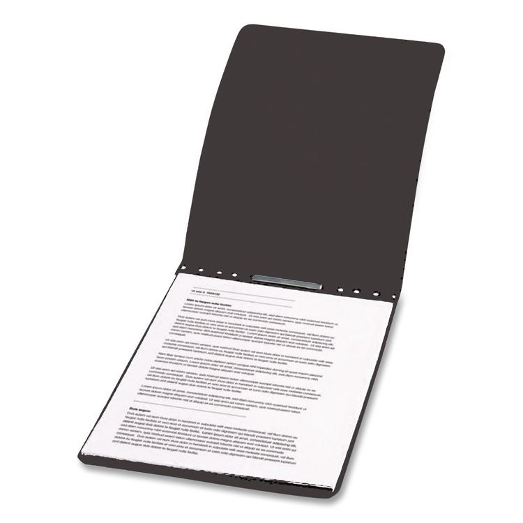 PRESSTEX Report Cover w/Tyvek Reinforced Hinge, Top Bound, Two-Piece Prong Fastener, 3" Capacity, 8.5 x 11, Black/Black