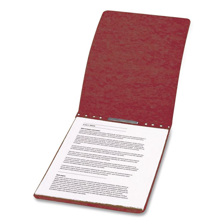 PRESSTEX Report Cover with Tyvek Reinforced Hinge, Top Bound, Two-Piece Prong Fastener, 2" Capacity, 11 x 14, Red/Red